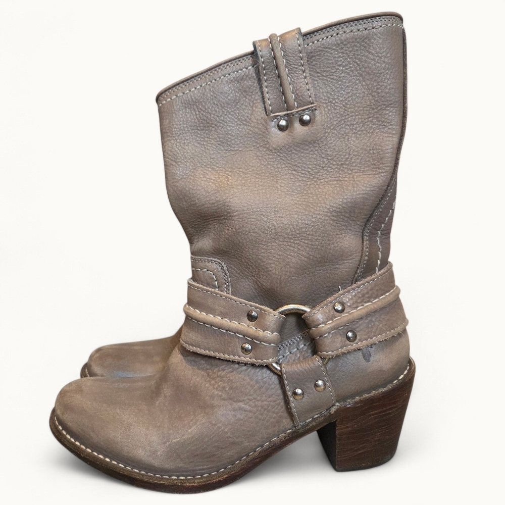 Frye Harness Ankle Boots – Grey Leather